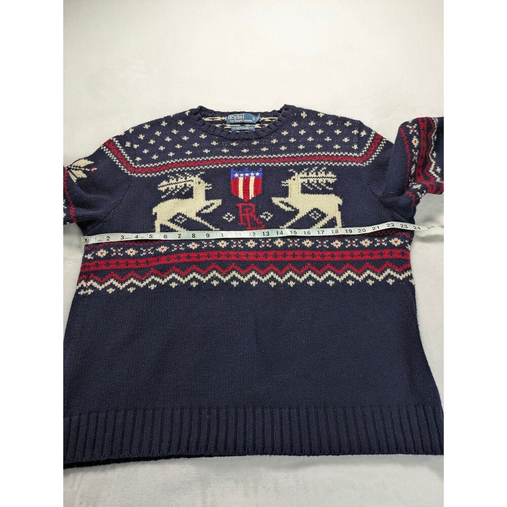 Polo Ralph Lauren Vintage Reindeer Shield Fair Isle Sweater XL Angora Cashmere - Picture 2 of 7